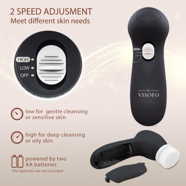Face Scrubber | Facial Cleansing Brush Exfoliator Skin Care Products Beauty Products Powered Electric Wash Exfoliating Spin Cleanser Cleaning Scrub Including 7 Heads (Onyx) - Image 7