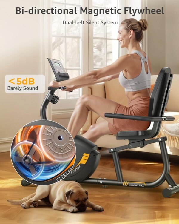 JEEKEE Recumbent Exercise Bike for Adults Seniors - Indoor Magnetic Cycling Fitness Equipment for Home Workout Black - Image 4