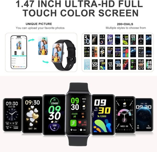 Fitness Tracker, Step Tracker with 24/7 Heart Rate, Sleep Blood Oxygen Blood Pressure, Step Counter, 100+ Sports Modes Smart Watch, Pedometer Health Activity Tracking for Women Men - Image 3