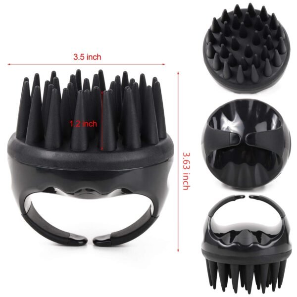 BTYMS Silicone Scalp Scrubber Shampoo Brush with Extra Long Bristles, Hair Scalp Massager Scalp Brush for Hair Growth & Dandruff Removal - Black - Image 3
