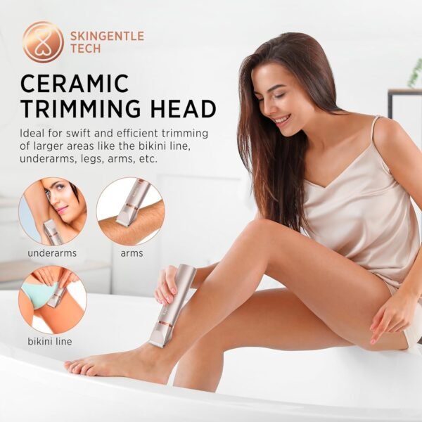 Bikini Trimmer for Women Pubic Hair: 2 in 1 Eletctric Razors for Women - Rechargeable Eletctric Shaver for Women - IPX7 Waterproof Bikini Trimmer for Underarm Leg Arm Body face (Rose Gold) - Image 4