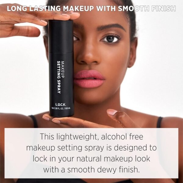 L.O.C.K. Makeup Setting Spray – Makeup Fixing Sealer Spray Mist Lightweight Finish Spray Long lasting Smooth Natural Finishing spray oily skin hydrating face spray. 100ml 3.38 fl oz Clear - Image 3