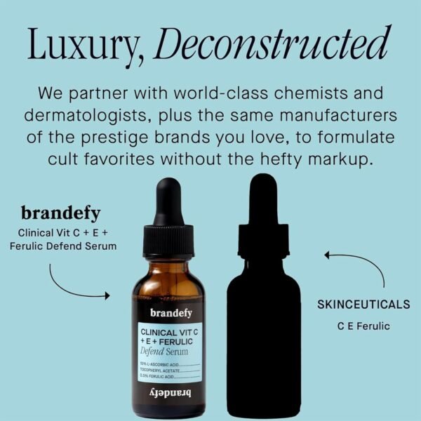 Brandefy Vitamin C Face Serum 15% L. Ascorbic Acid, Ferulic Acid .5% + Vitamin E for Self Care and Beauty, Face Dark Spot Corrector and Anti Aging 1oz, Made In The USA - Image 5
