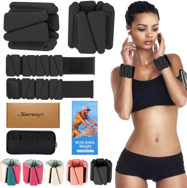 Wrist Weights Set of 2(1LB Each),Ankle Weights for Women men,Adjustable Weighted Bracelet,Wearable arm and leg Weighted Bangles,for Yoga,Pilates,Walking,Strength Training,Gym Workouts,Running - Image 2