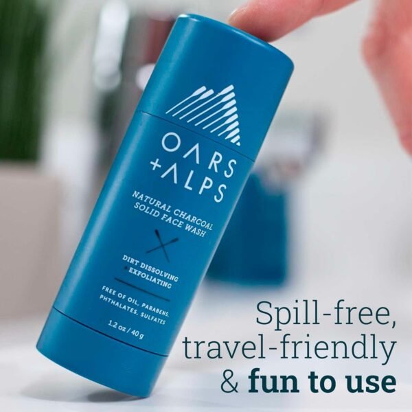 Oars + Alps Face Wash with Activated Charcoal, Dermatologist Tested Exfoliating Facial Cleanser, Travel Size, 1.2 Oz - Image 7