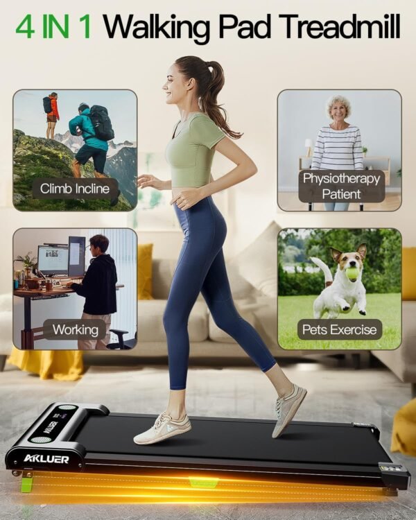 Walking Pad with Incline, Akluer Incline Walking Pad Treadmill for Home, 2.5 HP Under Desk Treadmill Small with Remote Control, Walking Pad Small Treadmill with LED Display - Image 9