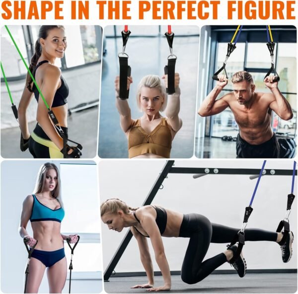 Aihoye Resistance Bands for Working Out Exercise Bands Resistance Bands Set Fitness Bands Stretch Bands for Exercise Band Workout Bands Resistance Band Door Anchors Work Out Bands for Exercise - Image 7
