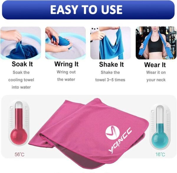 YQXCC 4 Pack Cooling Towels (40"x12") Cool Towel, Cold Towel, Microfiber Soft Breathable Chilly Ice Towel for Sport, Yoga, Golf, Gym, Camping, Running, Fitness, Workout & More Activities - Image 3