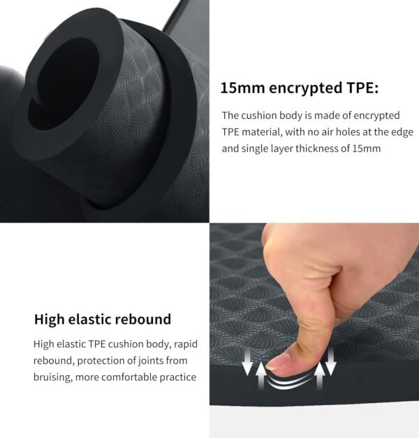 nuveti Large Exercise Mat - 15mm/20mm/30mm Thick Yoga Mat | Workout Mat for Fitness, Yoga, Pilates, Stretching & Floor Exercises for Women & Men with Free Carrying Bag - Image 6