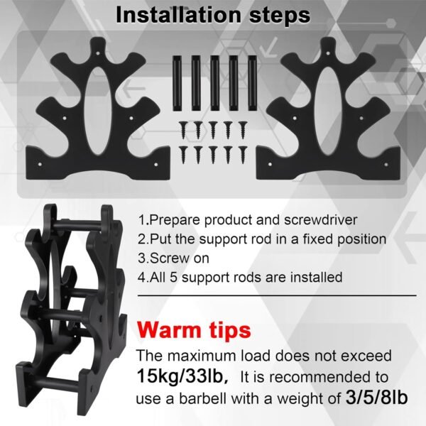 1 Pack Dumbbell Rack Stand-3 Tier Weight Rack for Dumbbells,Plastic Dumbbell Stand A Frame Triangle Small Weight Storage Shelves,Holds 1-32 LBs (Without Dumbbells) - Image 5