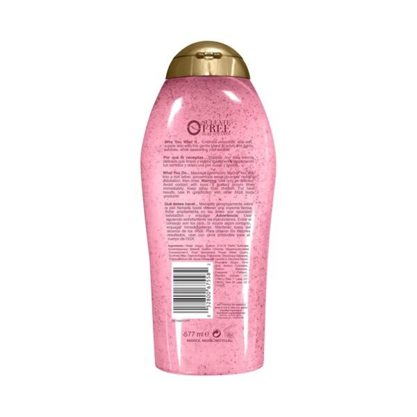 OGX Sensitive + Pink Sea Salt & Rosewater Sulfate-Free Soothing Body Scrub with Healing Rose Quartz, Gentle Exfoliating Daily Body Wash to Soften & Smooth Skin, 19.5 Fl Oz - Image 9