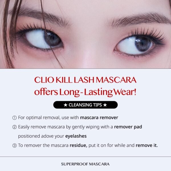 CLIO Long & Curl up Waterproof Black Mascara, Volumizing & Lengthening, Long-wearing Mascara (#01) - Image 6