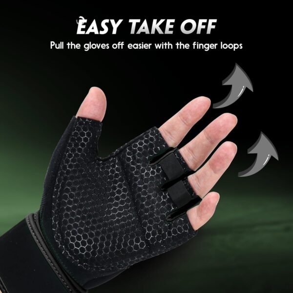 Workout Gloves Gym Gloves Weight Lifting Gloves for Men Women with Full Palm Pad,Strong Wrist Wraps Support,Enhanced Grip,for Fitness,Training,Weightlifting,Exercise - Image 6