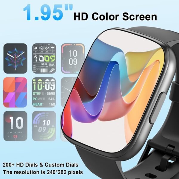 Smart Watch, 1.95" Smartwatch for Men Women (Answer/Make Call), 110+ Sports Modes Fitness Tracker with Heart Rate Sleep Monitor, IP68 Waterproof Fitness Watch, Step Counter Watches for Android iOS - Image 3
