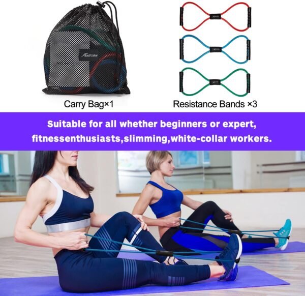 Resistance Bands, Figure 8 Exercise Bands for Women Men, 8 Shaped Resistance Bands for Arms, Chest Expander, Yoga Gym Fitness Pulling Rope 8 Word Elastic for Exercise Muscle Training Tubing - Image 4