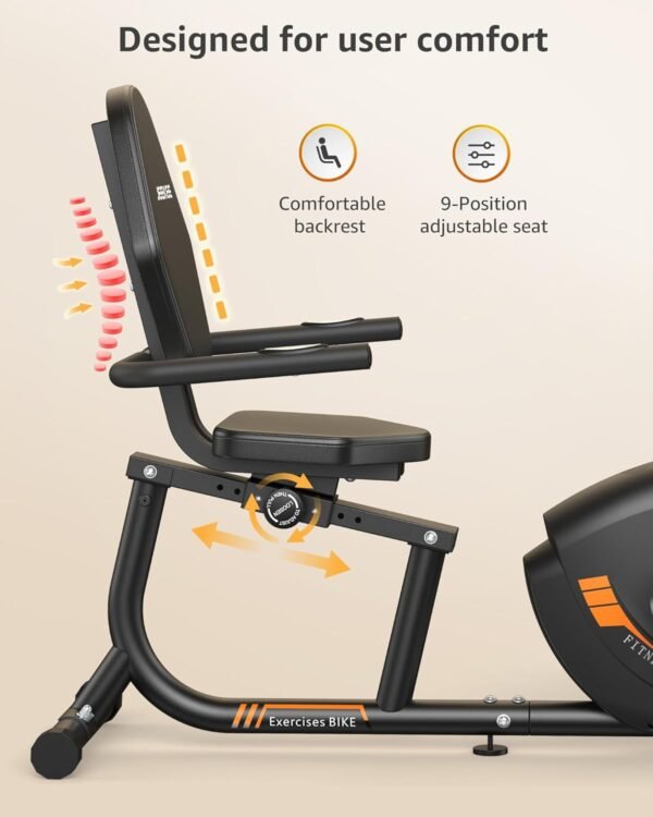 JEEKEE Recumbent Exercise Bike for Adults Seniors - Indoor Magnetic Cycling Fitness Equipment for Home Workout Black - Image 6