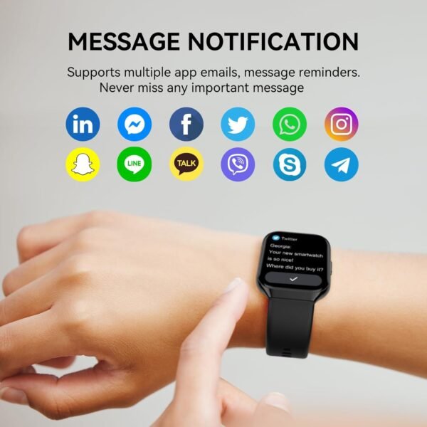 Smart Watch, 1.96" HD Smartwatches for Men Women, (Answer/Make Calls), IP68 Waterproof Fitness Watch, Heart Rate/Sleep/SpO2 Monitor, Fitness Tracker with 113+ Sport Modes, for iOS/Android (Black) - Image 4