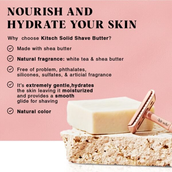 Kitsch Shaving Soap for Women - Hydrating Shave Soap for Sensitive Skin | Paraben-Free, Sulfate-Free | Shave Bar for Soft, Smooth Skin - 4oz - Image 4