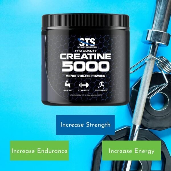 STS Creatine 300 Grams - 100% Pure Raw Creatine Monohydrate Powder, Pre-Workout, Post-Workout, Build Muscle and Stamina - 60 Servings - with Scoop - Image 5