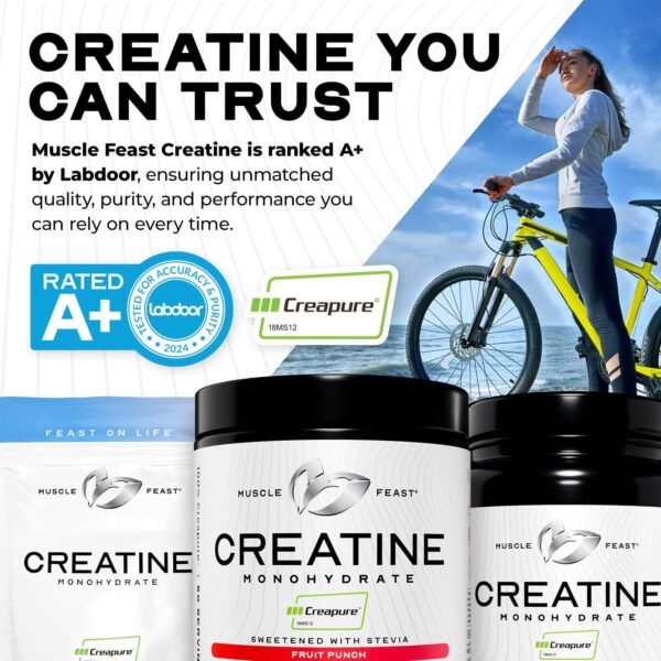 Muscle Feast Creapure Creatine Monohydrate Powder, Vegan Keto Friendly Gluten-Free, Mass Gainer, Muscle Recovery Supplement and Best Creatine for Muscle Growth, Unflavored, 300g - Image 7