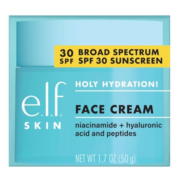 e.l.f. SKIN Holy Hydration! Face Cream - Broad Spectrum SPF 30 Sunscreen, Moisturizes & Softens Skin, Quick-Absorbing & Ultra-Hydrating, 1.8 Oz (50g) - Image 6