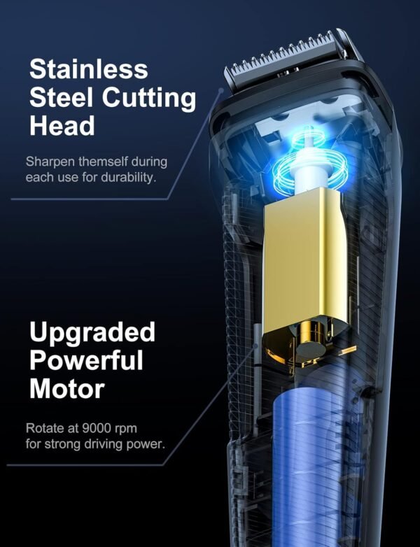 Beard Trimmer Hair Clipper for Men, 13 Piece Men’s Grooming Kit with Cordless Rechargeable Hair & Nose Trimmer Electric Shaver, Stainless Steel Blades for Painless Facial & Body Hair Removal - Image 5