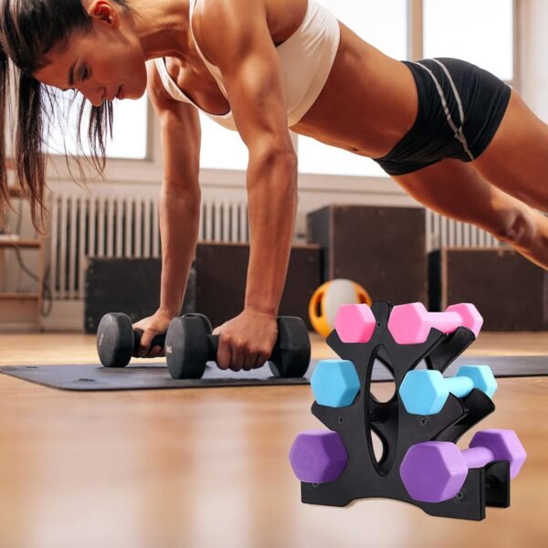 1 Pack Dumbbell Rack Stand-3 Tier Weight Rack for Dumbbells,Plastic Dumbbell Stand A Frame Triangle Small Weight Storage Shelves,Holds 1-32 LBs (Without Dumbbells) - Image 7