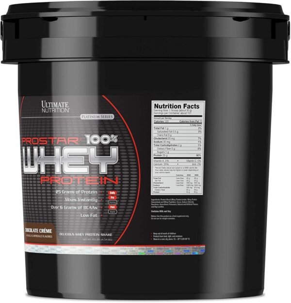 Ultimate Nutrition Prostar Whey Protein Powder Isolate, Chocolate - Low Carb, High Protein Powder Shake for Muscle Gain & Recovery - Low Sodium, Low-Fat & Keto Friendly - 10 lbs Bucket - Image 3