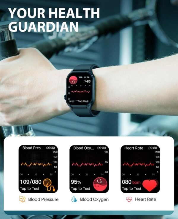 Smart Watch, Infrared True Blood Oxygen Monitor, 2.04-inch AMOLED Display, Heart Rate Sleep Blood Pressure, 136+ Sports Modes, IP68 Waterproof Fitness Tracker, Compatible with Android and iOS - Image 5