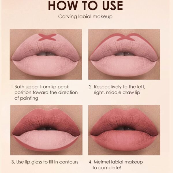 BestLand 6Pcs Matte Liquid Lipstick and Lip Liner Set, Non-Stick Cup Not Fade Waterproof Nude lipstick Makeup Kits Velvety Nude Lipliner Lip Gloss Make Up Gift Set (Set E) - Image 7