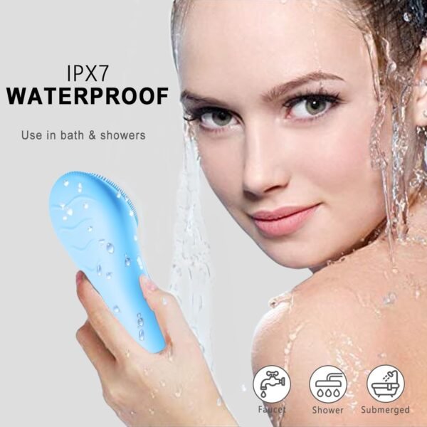 Silicone Face Scrubber Exfoliator, Rechargeable Facial Cleansing Brush with LCD Screen for Men & Women, Sonic Face Brush for Cleaning and Deep Cleansing and Exfoliating - Image 7