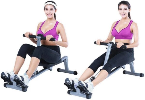 Iron Bar Regatta Rowing Machine Pro Fitness Rower | Smart Compact Rowing Glider 12 Hydraulic Resistance Levels for Full Body Workout Exercise Muscle Cardio Home Gym with LCB Performance Monitor - Image 4