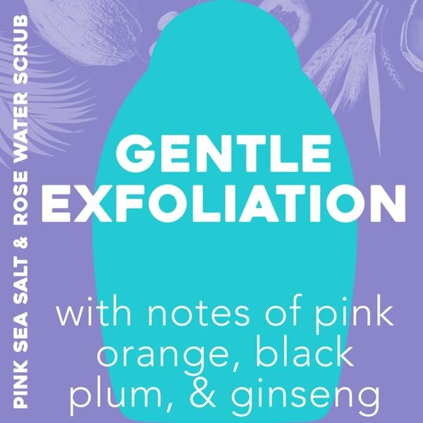 OGX Sensitive + Pink Sea Salt & Rosewater Sulfate-Free Soothing Body Scrub with Healing Rose Quartz, Gentle Exfoliating Daily Body Wash to Soften & Smooth Skin, 19.5 Fl Oz - Image 3