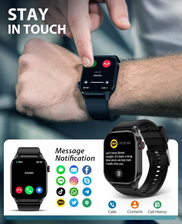 Smart Watch, Infrared True Blood Oxygen Monitor, 2.04-inch AMOLED Display, Heart Rate Sleep Blood Pressure, 136+ Sports Modes, IP68 Waterproof Fitness Tracker, Compatible with Android and iOS - Image 3