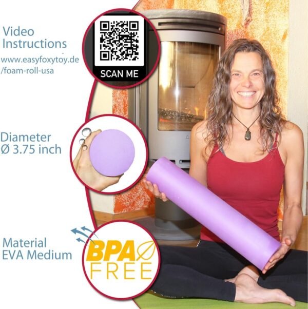 Small Size Medium Density EVA Foam Roller for Back & Leg Pain; Sore Muscle Recovery; Trigger Point Body Massage Roller Ø3.75 x18inch for Physical Therapy; Helps as Spine Cracker Stretcher - Image 6