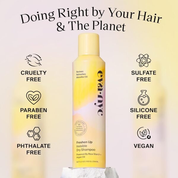 Eva NYC Freshen Up Invisible Dry Shampoo, Cleansing Dry Shampoo for Women of All Hair Types, Non Toxic Shampoo with Argan Oil & Rice Starch, GMO-Free Hair Dry Shampoo, Leaves No White Residue, 5.3 oz - Image 6