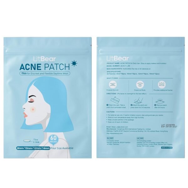LitBear Acne Pimple Patches- Day and Night 4 Sizes 180 Dots Thin & Thick Hydrocolloid Patches with Witch Hazel, Tea Tree & Calendula Oil, Extra Adhesion for Face Zit Patch Dots - Image 10