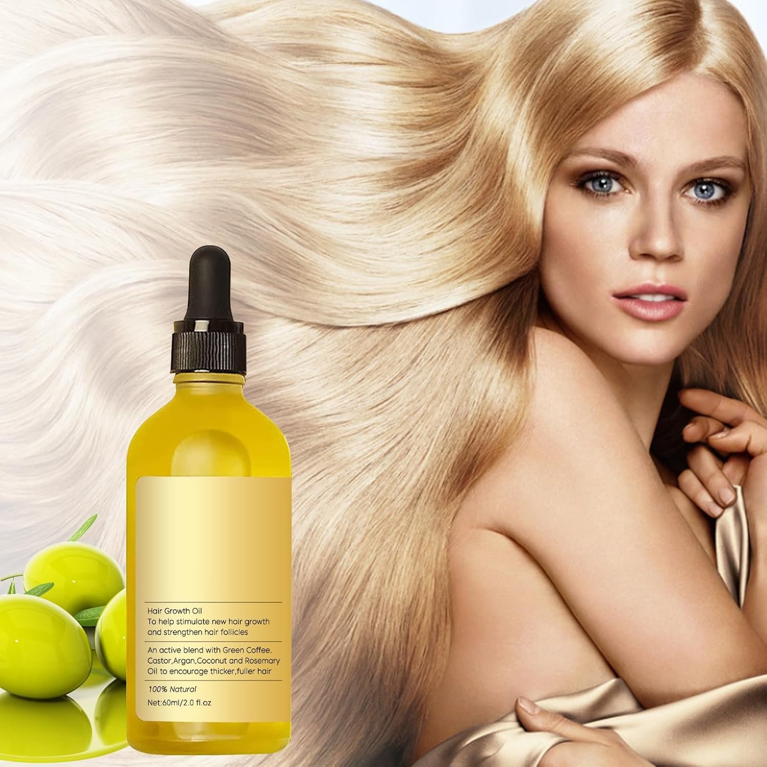 Veganic Natural Hair Growth Oil, Veganic Hair Growth Oil, Hair Oil, Rosemary Hair Growth Oil for Dry Damaged Hair and Growth Thin Hair, 2Fl Oz, 60Ml, Yellow - Image 6