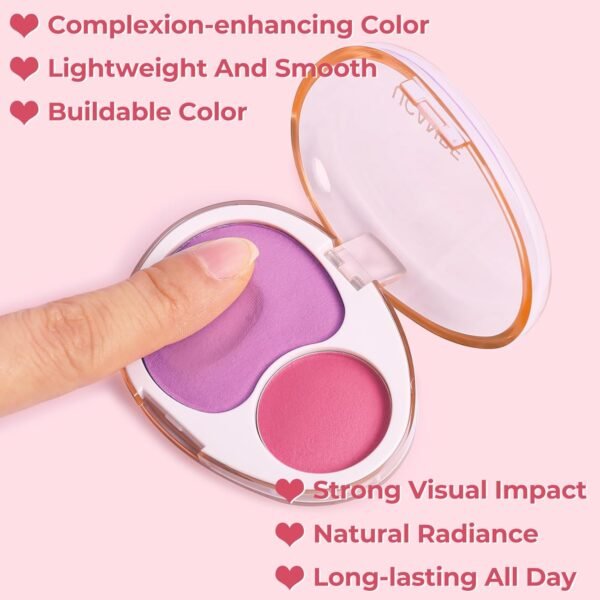 UCANBE Cream Dual Blush for Cheeks: Lightweight Highly Pigmented Blush - Smooth Natural Blush Palette - Long-lasting All-Day Face Makeup Blush（03#Merlot ） - Image 5