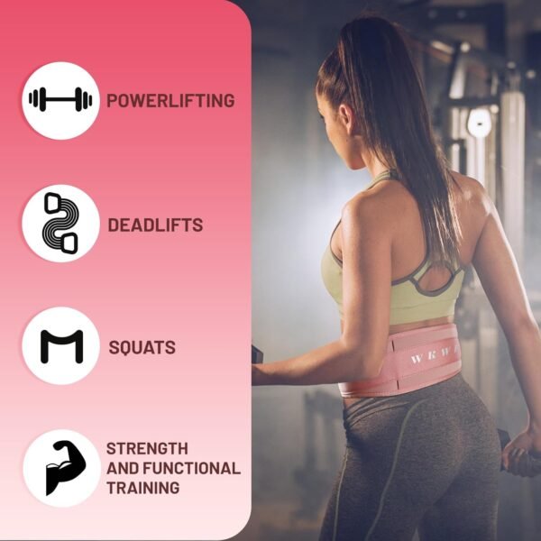 Lifting Belt Women (4 Inch Wide) Self-Locking Weightlifting Belt for Ladies Gym Cross Training, Bodybuilding, Deadlifts, Squats Power Lifting- Adjustable Olympic Lifting Lower Back Support - Image 5