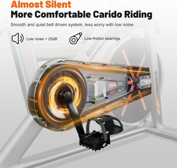 Stationary Exercise Bike, Indoor Cycling Bike, 7-Way Adjustable Seat for Cycling Cardio workout at Home, Heavy-Duty Steel Frame with Tablet Mount & LCD Monitor, 1 Second Quick Brake Stop - Image 8