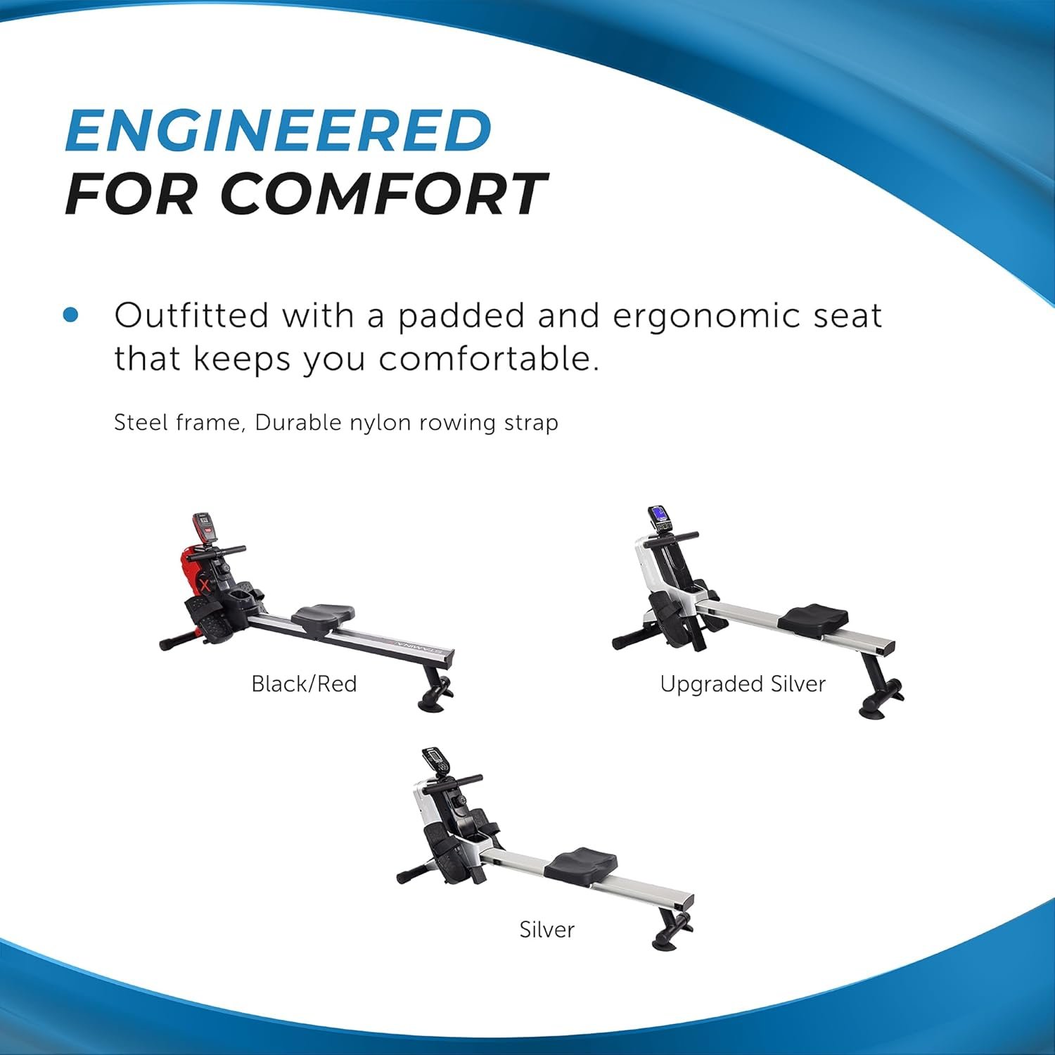 Stamina Magnetic Rower - Rower Machine with Smart Workout App - Rowing Machine with Magnetic Resistance for Home Gym Fitness - Up to 250 lbs Weight Capacity - Image 8