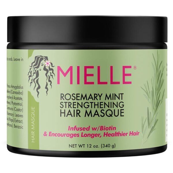 Mielle Organics Rosemary Mint Strengthening Hair Masque, Essential Oil & Biotin Deep Treatment, Miracle Repair for Dry, Damaged, & Frizzy Hair, 12 Ounces - Image 2