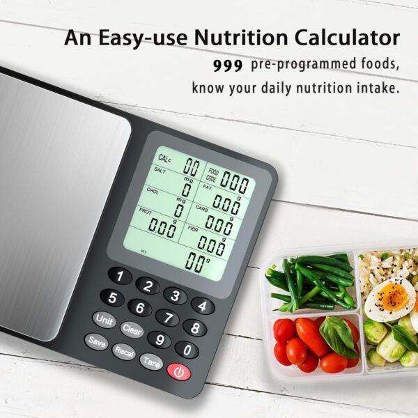 Fuzion Nutrition Food Scale, Digital Food Scale for Weight Loss, Calculating Food Facts, Macro, Calorie, Meal Prep, Portion Control, Stainless Steel - Image 3