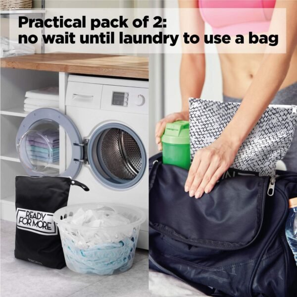 Dijkoo 2pcs Workout Wet Bags, Gym Laundry Bags for Swimsuits or Wet Clothes, Sports Sweat Bags for Sweaty Clothes and Towels, Washable & Waterproof -Swimming Equipment Bags (Black & White) - Image 8