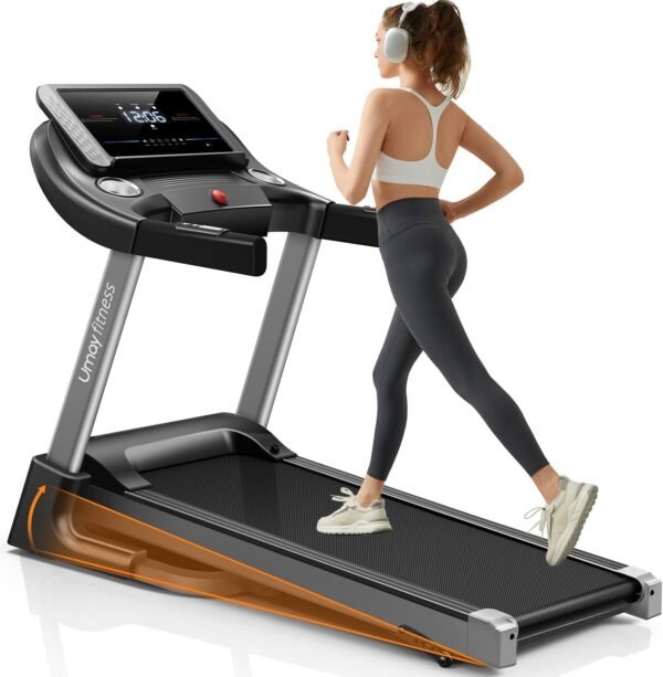 UMAY Fitness Home Auto Folding 3 Level Incline Treadmill with Pulse Sensors, 3.0 HP Quiet Brushless, 8.7 MPH, 300 lbs Capacity - Image 2