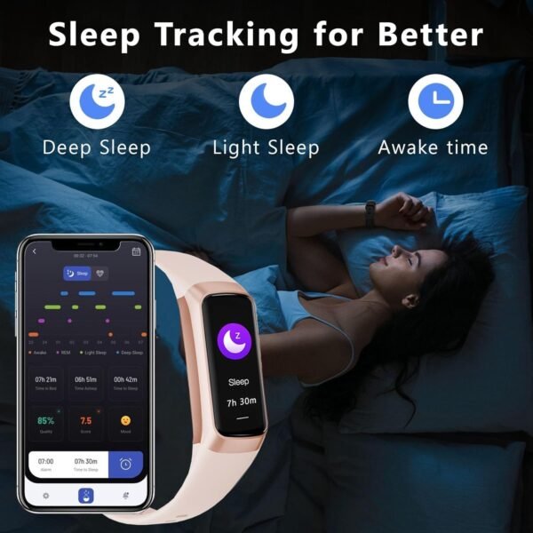 Fitness Tracker with 24/7 Heart Rate Sleep Blood Oxygen Monitor,IP68 Waterproof Smart Watch,1.10''AMOLED Touch Color Screen,Step Counter Health Activity Trackers for Women Men - Image 6