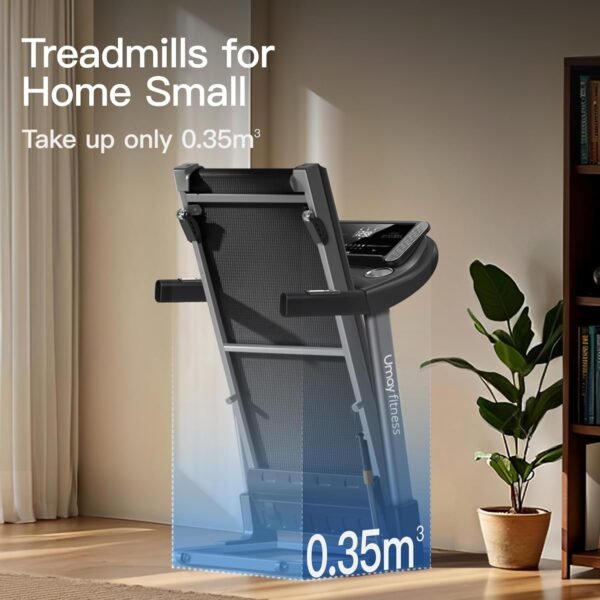 UMAY Fitness Home Auto Folding 3 Level Incline Treadmill with Pulse Sensors, 3.0 HP Quiet Brushless, 8.7 MPH, 300 lbs Capacity - Image 5