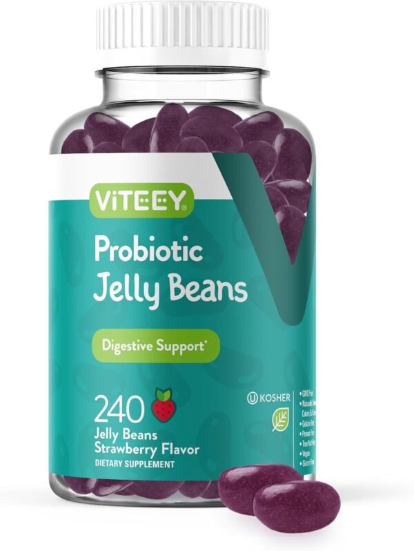 Probiotic Jelly Beans - Immune & Digestive Support - Vegan, Gluten Free, Gelatin Free, GMO Free, Tasty Chewable Strawberry Flavored Jelly Bean Probiotic Gummies for Women, Men, and Teens - 240 Count - Image 2