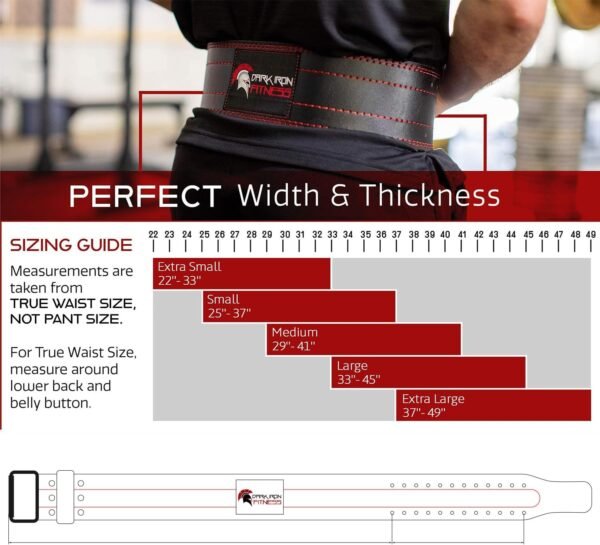 Dark Iron Fitness Weight Lifting Belt - Men & Women - All Leather Gym Belts for Weightlifting, Powerlifting, Strength Training, Squat, Deadlift Workout - Up to 600 Lbs - Image 3